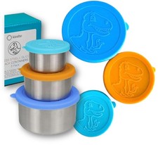 Dinosaur Stainless Steel Snack Containers for Boys Toddlers, Lunch Cups, No-S...