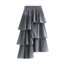 Lady Irregular Tutu Skirt Pleated Multi Layers Ruffle Elastic Waist Asymmetrical