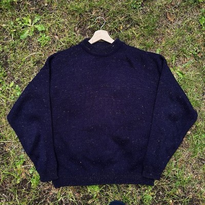 90s Creative Clothing Management Navy Multicolor Speckled Knit Sweater (L)