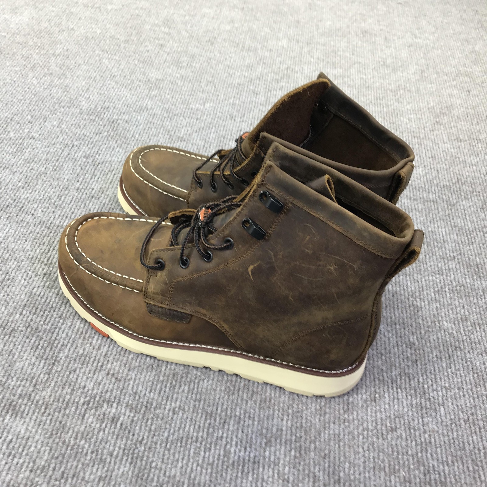 Brunt Marin Unlined Boots Mens Size 11 Brown Leather Moc Toe Work EH Wedge Sole