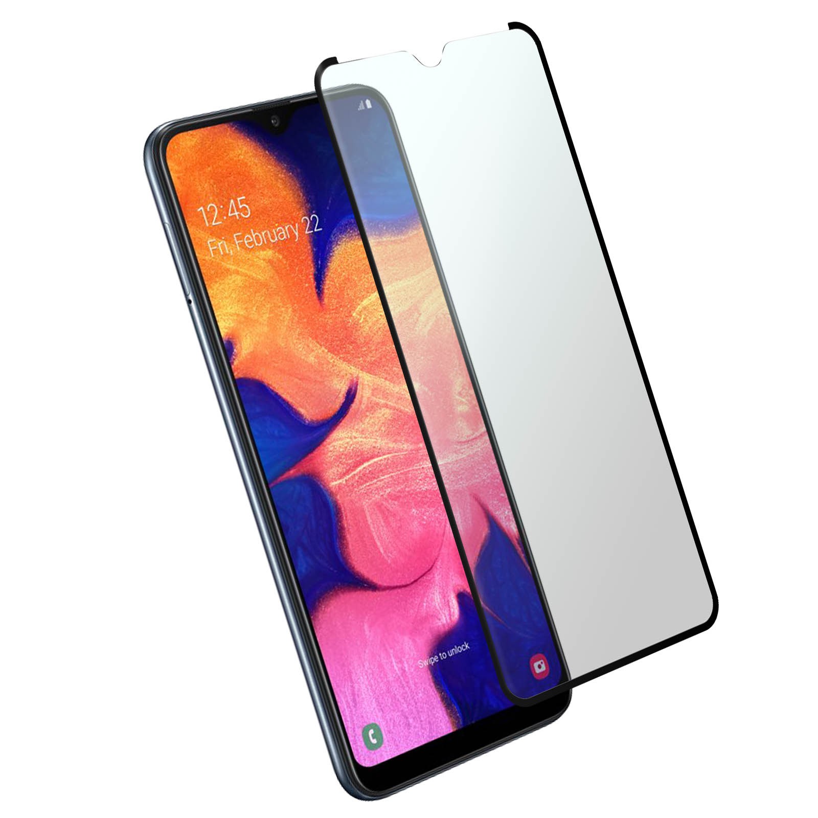 Film Galaxy A10 verre trempé 9H noir ultra résistant aux chocs