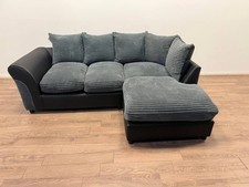 Harry Charcoal Right-Hand Corner Chaise Sofa – Fabric & Faux Leather