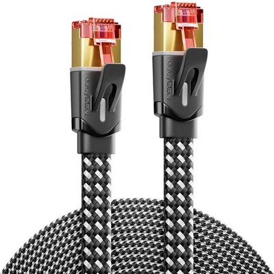1m CAT 7 Patchkabel Flachkabel RJ45 Nylon Netzwerkkabel Ethernet LAN DSL Flach