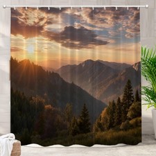 Autumn Sunrise Mountains Shower Curtain Waterproof Fabric 72x72 Inch Washable