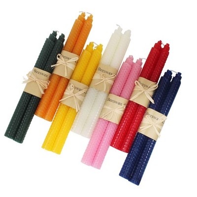 Set of 14 Beeswax Handmade Taper Candles, 9 Inch Smokeless Dripless Wax Candl...