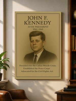 John F. Kennedy Vintage Portrait USA History Wall Art 35th President Print