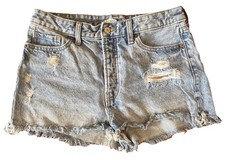 Women's Blue Denim Old Navy O.G. Shorts High Rise Distressed Cutoffs Size 8