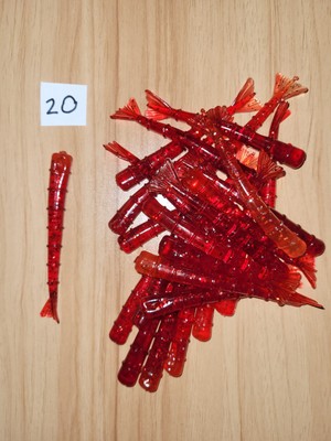 Item#20  24ct 4'' Strawberry Flake shrimp tails, bait, saltwater fishing, plastic