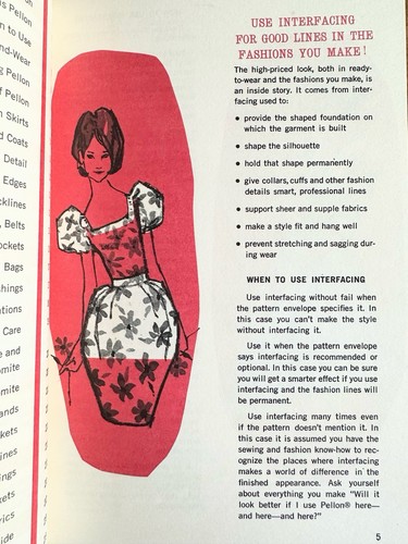 Vintage 1962 Pellon Primer of Smart Sewing Booklet Interfacing Interface - Imagen 2 de 7