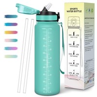 Mulbijeo 1L Trinkflasche: Bpa-Frei Auslaufsicher Mit Strohhalm