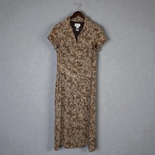 Amanda Lane Vintage Animal Leopard Print Midi Shirt Dress Tie Waist size 12