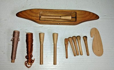 Wooden Weaving Boat Shuttle Loom Tools With Bobbin Pirns