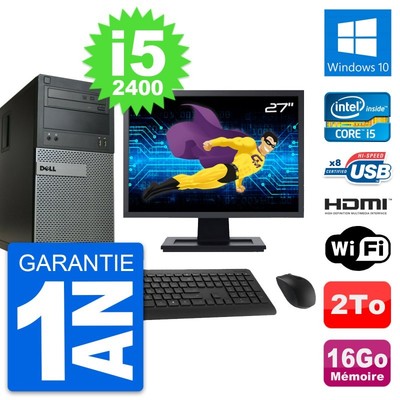 PC tour DELL 390 MT Bildschirm 27 '' i5-2400 RAM 16Go Scheibe 2To HDMI Windows 10