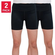 Tuff Athletics Youth Girls 2-Pack Bike Shorts, Black, UPF 50 Size M 10/12