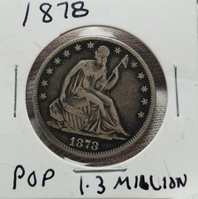 1878 Liberty Seated Half Dollar - Fine/Very Fine - Low Mintage - Type 5, Barb78a