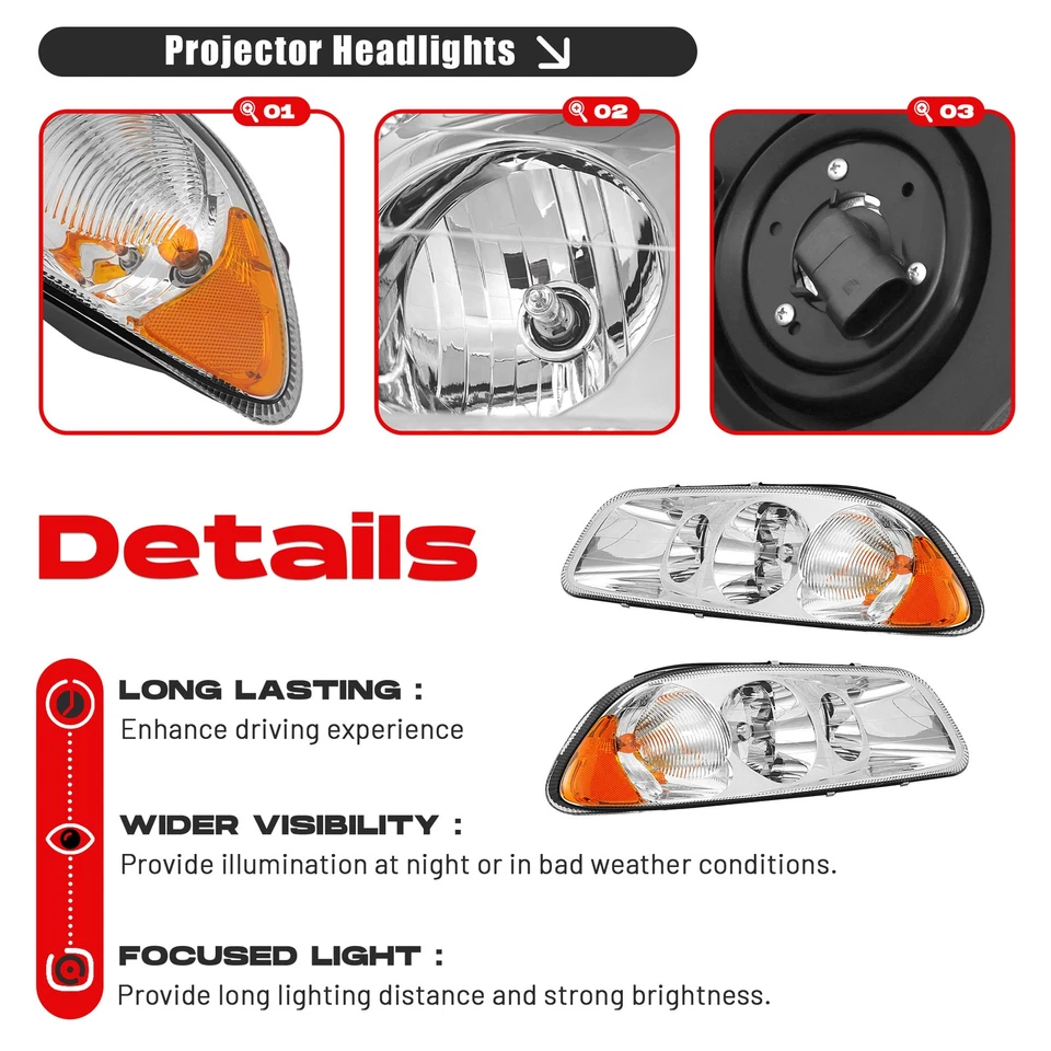 For Mack CX CXN CXU 98-18 GU4 GU5 GU7 GU8 08-18 Pair of Headlights Headlamps - Image 4 of 4