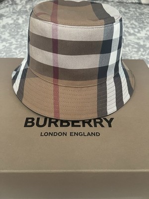 Burberry Check Cotton Canvas Bucket Hat SZ M | eBay