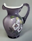 Fenton Glass Pitcher Vase Lavender White Overlay 95th Anniversary Signed Painted
