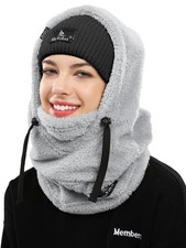 Shy Velvet Balaclava Wind-Resistant Ski Mask Winter Face Mask, Medium, Grey