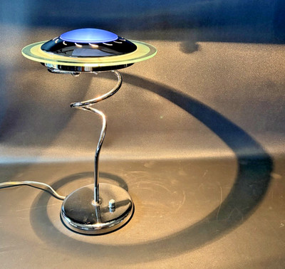 Vintage Post Modern Saucer Shape UFO Table Lamp Chrome  - 18in
