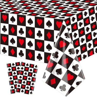 XJLANTTE 2Pcs Casino Tablecloths, Poker Table 51 x 86 Inch, Red White Black