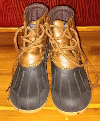 Sperry Kids Port Duck Boots Brown Tan Lace Up Waterproof 12M - Image 1 of 4