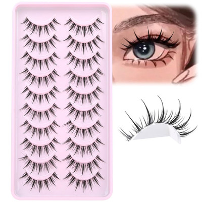 Manga Lashes Wispy Natural Look False Eyelashes Spiky Eyelashes Anime Fake Eyela