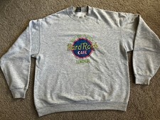 Vintage Hard Rock Cafe LONDON Grey Sweatshirt 90s Retro Graphic Size Large