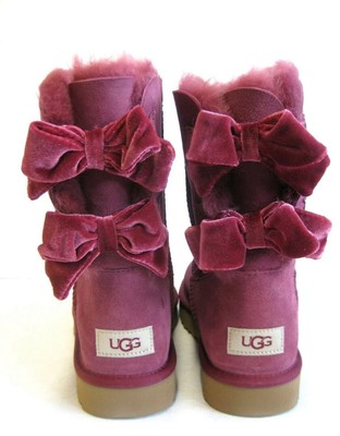 UGG BAILEY BOW II VELVET RIBBON WOMEN BOOTS SUEDE GARNET RED US