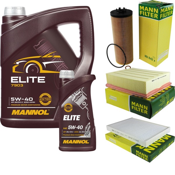 Mann Inspektionspaket 6L Mannol Elite 5W-40 FüR Audi A4 Avant 2.5 TDI-image