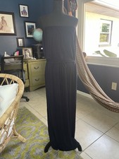 J. Crew (Size M) Women's Dark Blue Amie Maxi Open Shoulder Dress Tie Waist Modal