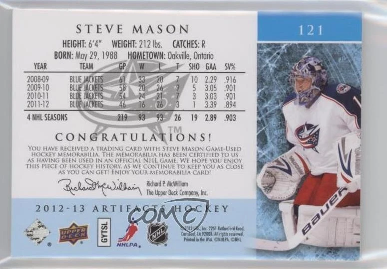 2012-13 Upper Deck Artifacts Emerald Jersey/Patch /75 Steve Mason #121 Patch - Image 2 of 2