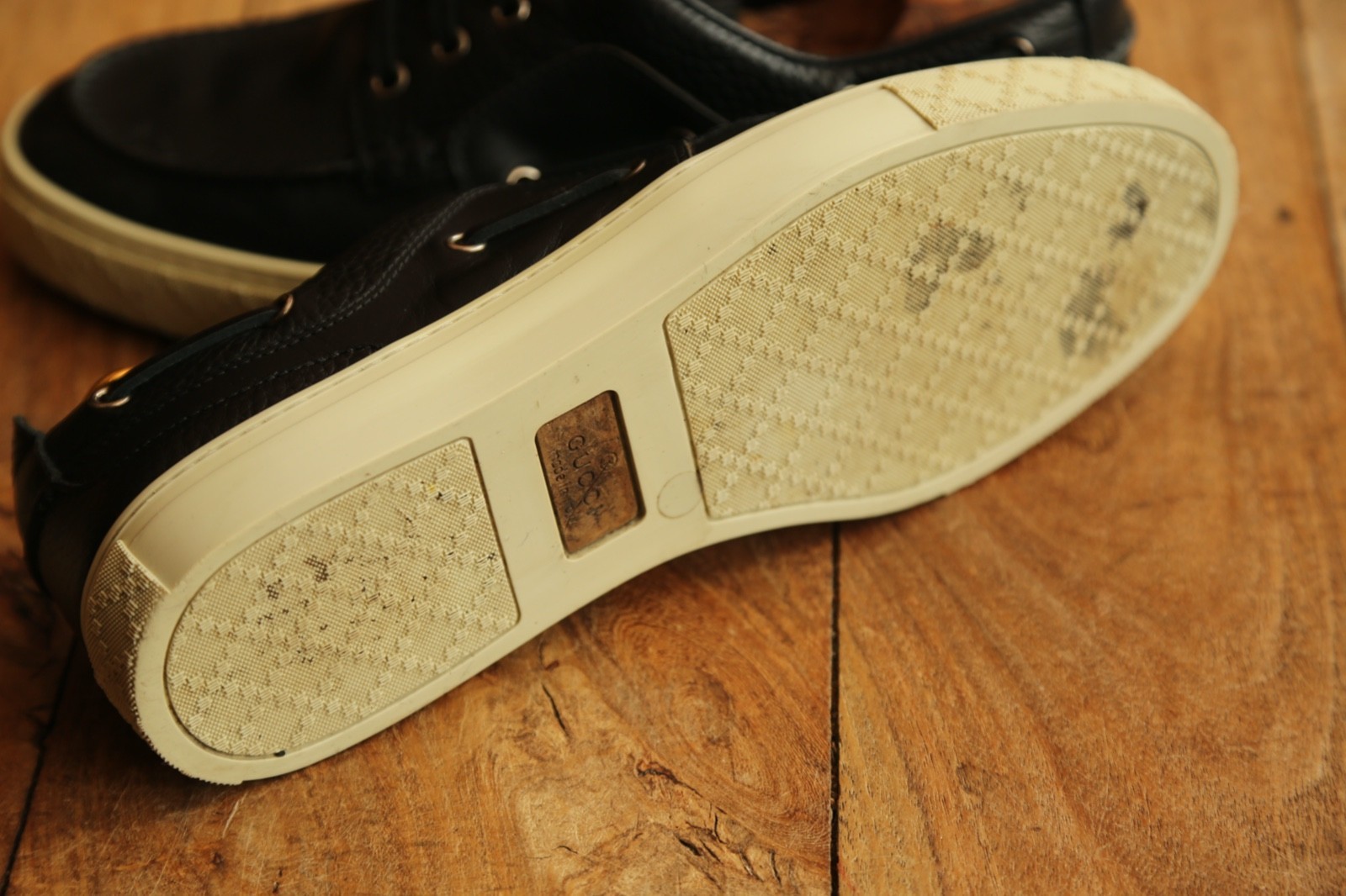 Gucci Black Leather Trainers Boat Shoes Men's UK 7 G US 8 EU 41 thumbnail 11