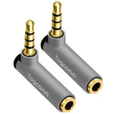 3.5mm Right Angle Plug TRS Adapter 2-Pack 90 Degree 3.5mm 1/8" TRRS Male to F...