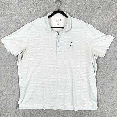 Johnnie-O Polo Shirt Mens 2XL Light Blue Performance Geometric Micro Print Golf