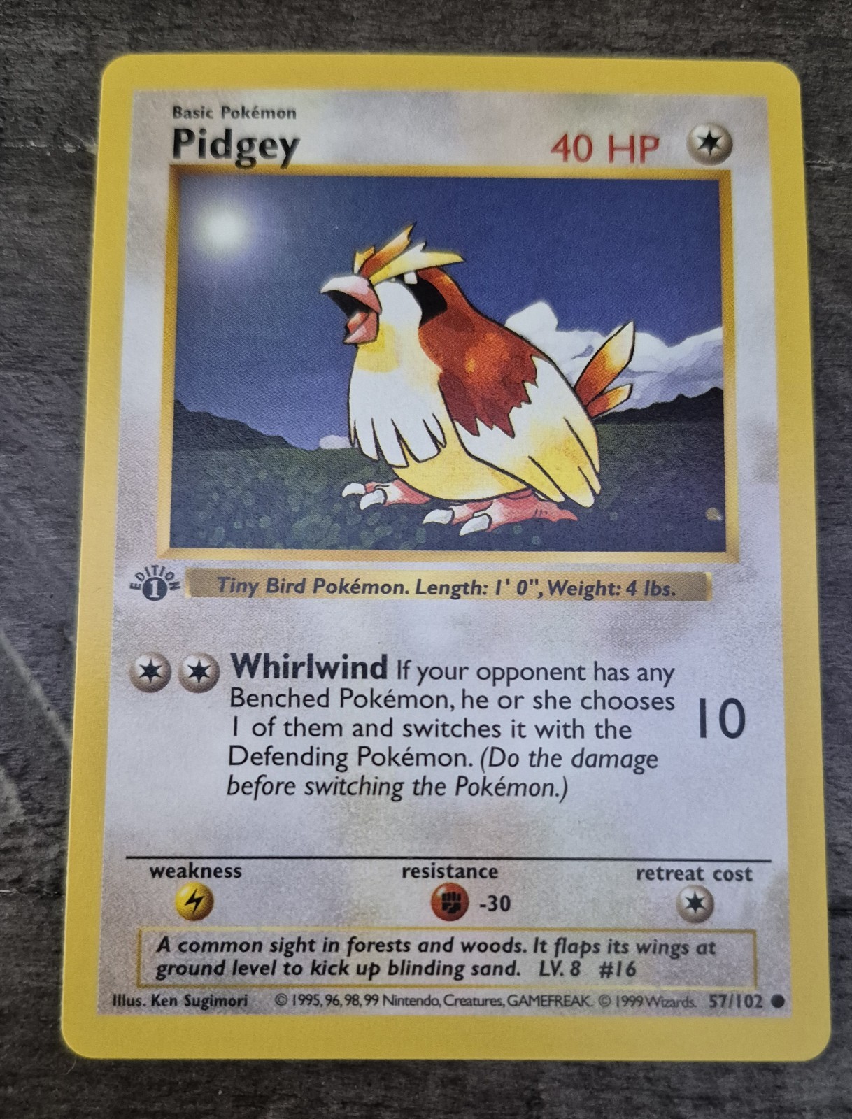 Pokemon Card - Pidgey Base Set Shadowless 57/102 1st Edition Common Nice Clean 