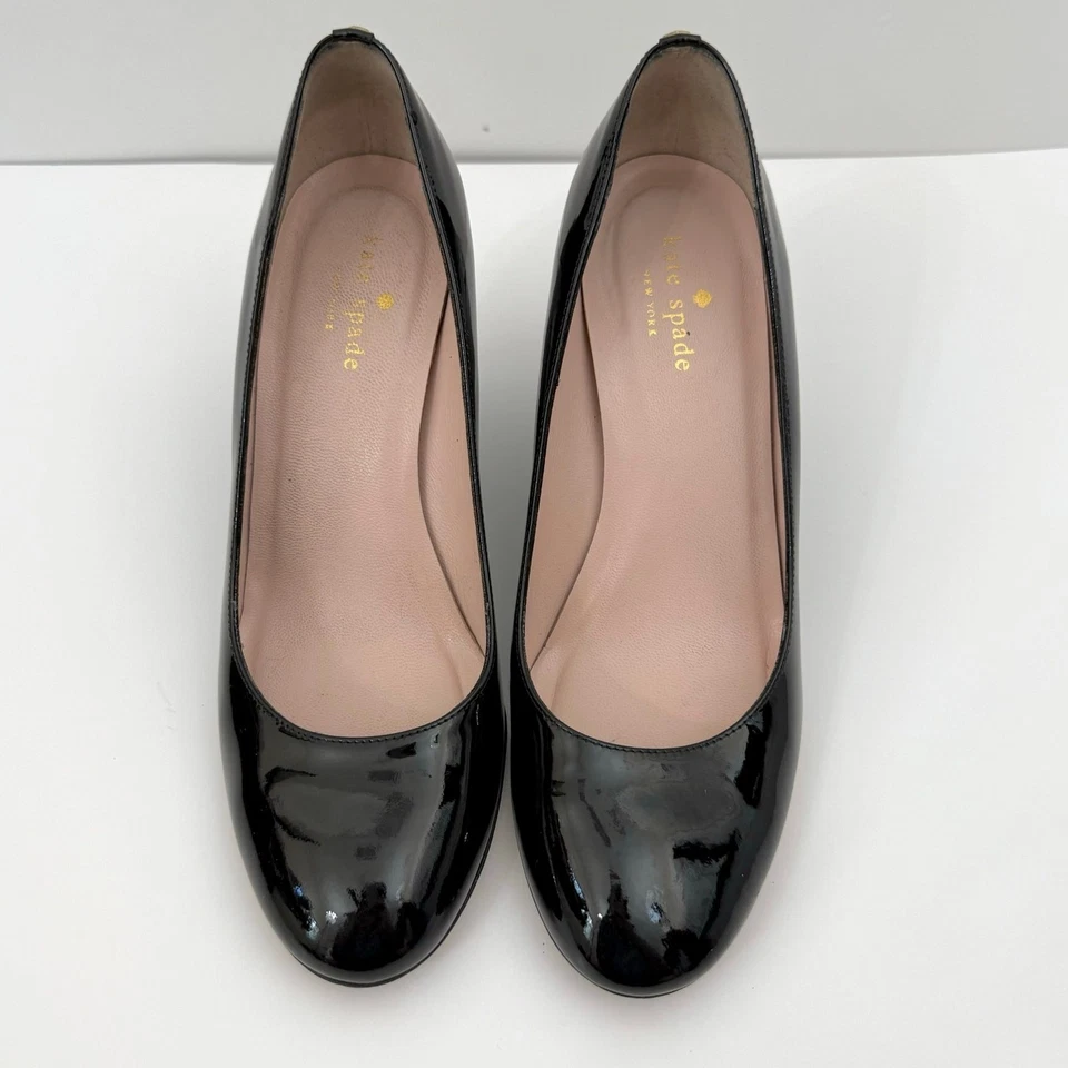 Туфли-лодочки Kate Spade черная лакированная кожа на танкетке с круглым носком 7,5 - Изображение 2 из 4
