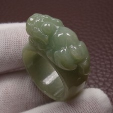 Size 11 Certified Grade A 100 Natural Green Jadeite Jade Thumb Ring 20.6mm Y-01