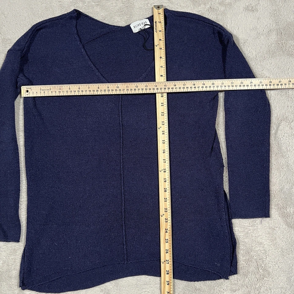 Sudadera suéter cuello redondo oliva + roble para mujer azul medio manga larga tejido Foto 4 de 4