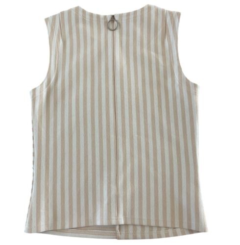 Akris Punto Patchwork Stripe Sleeveless Top Desert Sand Italian Fabric US 8 - Picture 9 of 11