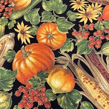 Autumn Harvest Fabric Cranston Cotton Pumpkins Fall Gourds Quilting 44 X 36