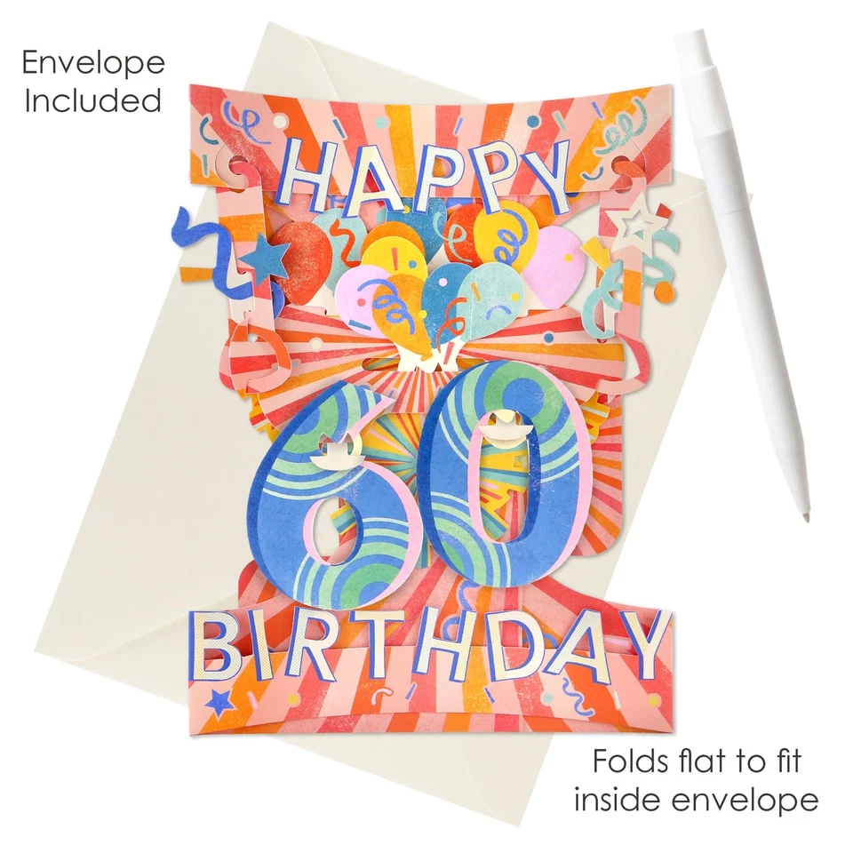 Swing-Karte 3D-Pop-Up-Grußkarte – 60 – Happy Sixty Birthday | Für sie für Ihn... - Image 2 of 4