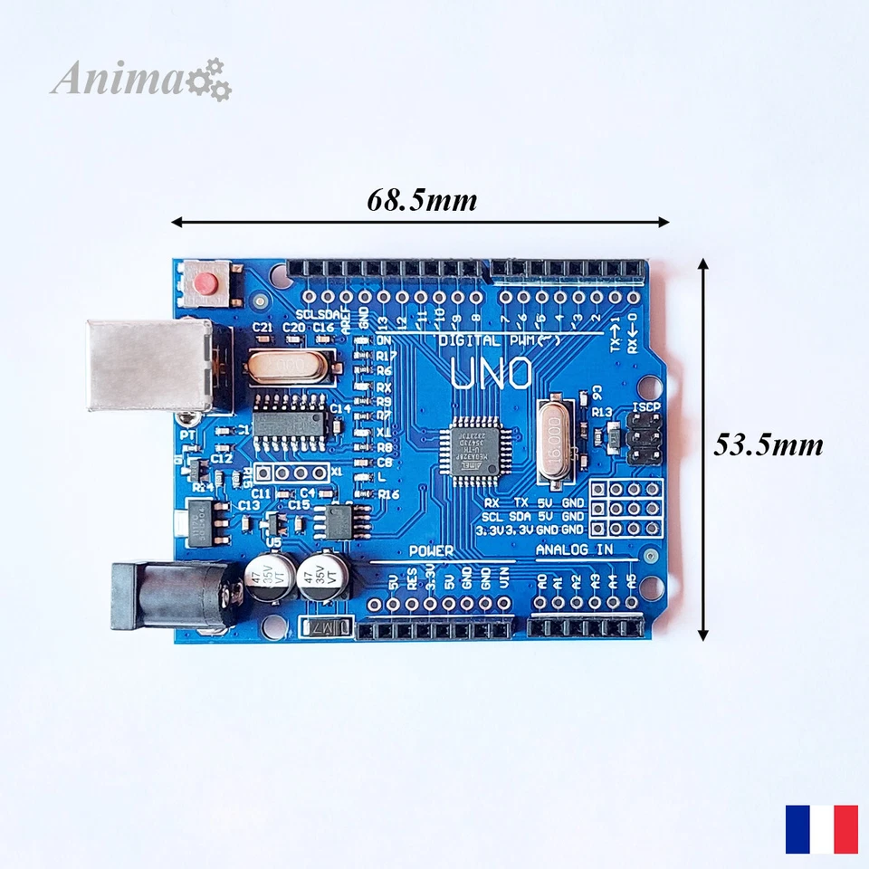 Carte de développement Uno R3 ATmega328P - CH340G - Clone Arduino Uno R3 - Photo 3/4