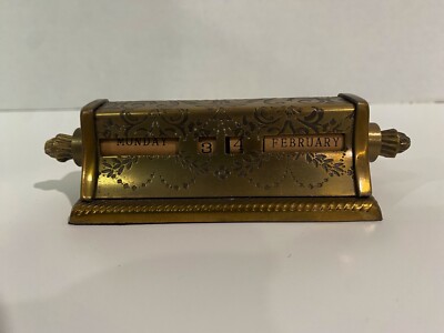 Vintage Perpetual Desk Calendar Brass Anna Griffin Two's Company 