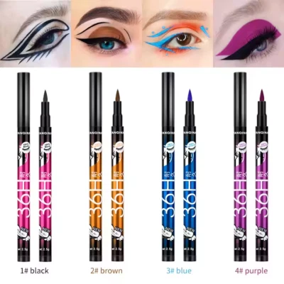 YANQINA 36H Waterproof Liquid Eyeliner Pen, Precision Tip Long-Lasting Smudge Proof