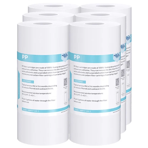 6 Pack 5 Micron 4.5"x10" Whole House Sediment Water Filter Cartridge Replacement