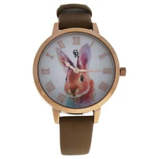 CRA009 La Animale - Rose Gold/Champagne Leather Strap Watch by Charlotte Raff...