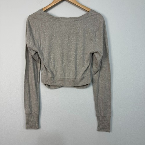 Free People Movement Undertow Long Sleeve Cropped Top Heather Grey Size M - Picture 5 of 14