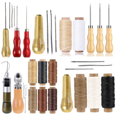 Leather Sewing Awl Thread Kits with Waxed Thread Manual speedy Stitcher tool USA