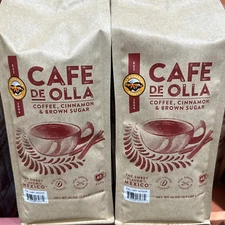2PACK - CAFE De OLLA Cinnamon Brown Sugar Spiced Mexican Dark Roast Coffee 2.5lb